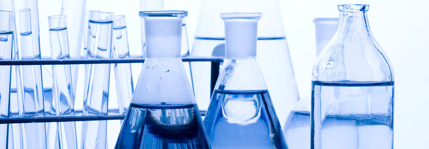 blue beakers